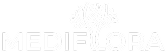 Logotipo de Mediflora en color blanco con diseño de árbol estilizado.